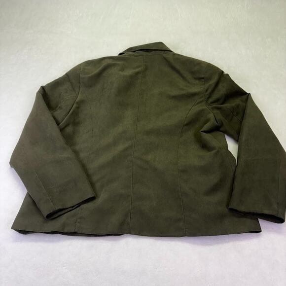 Coldwater Creek One Button Faux Suede Olive Green Blazer Jacket Size L (14-16) - Picture 10 of 11